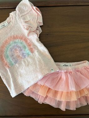 Oh Baby™ Pink Rainbow Ruffle Kids Matching Set